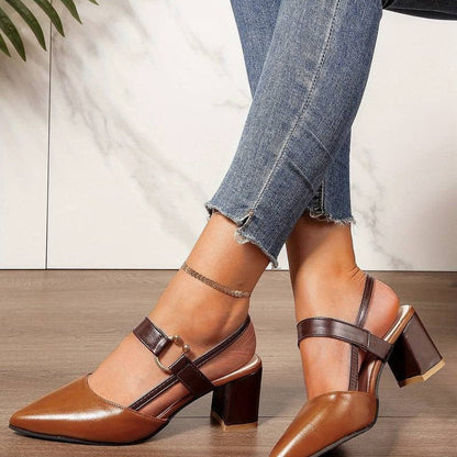 Women’s Orthopedic Block Heels – Stylish Pointed Toe Slingbacks