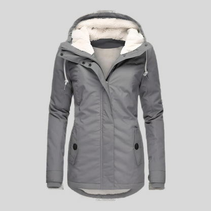 Women's Waterproof Rain Jacket with Hood and Extended Back Hem