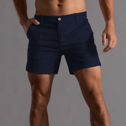 Men’s Slim Fit Tailored Shorts with Button Closure and Smart Style