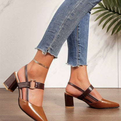 Women’s Orthopedic Block Heels – Stylish Pointed Toe Slingbacks